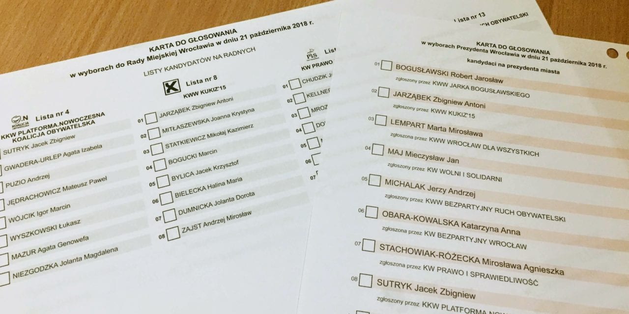 Oficjalne wyniki wyborów samorządowych we Wrocławiu [PREZYDENT, RADA, SEJMIK]