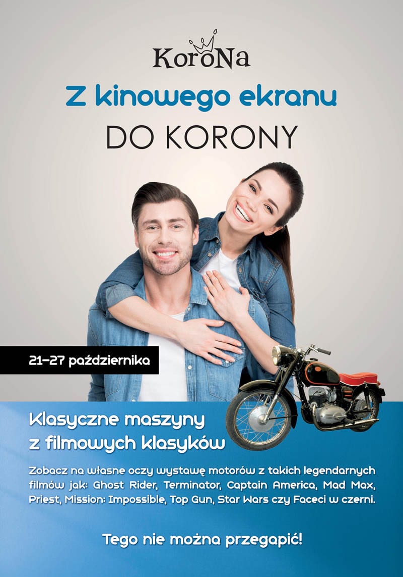 Wystawa motocykli filmowych w Centrum Korona