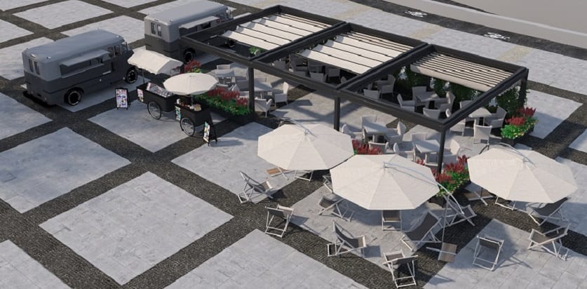 Food trucki, leżaki i drewniana pergola. Plac Nowy Targ ożyje [WIZUALIZACJE]