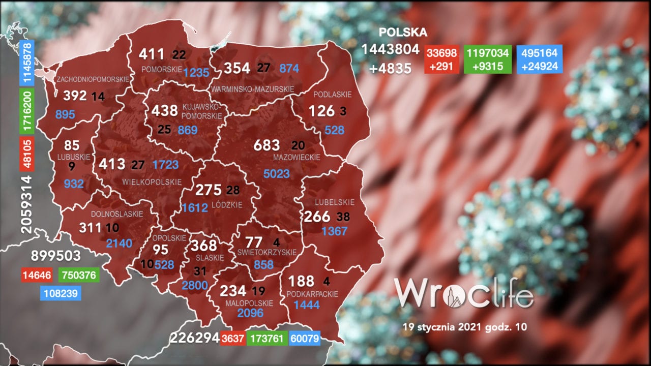 Koronawirus we Wrocławiu, na Dolnym Śląsku, w Polsce [RAPORT 19.01]