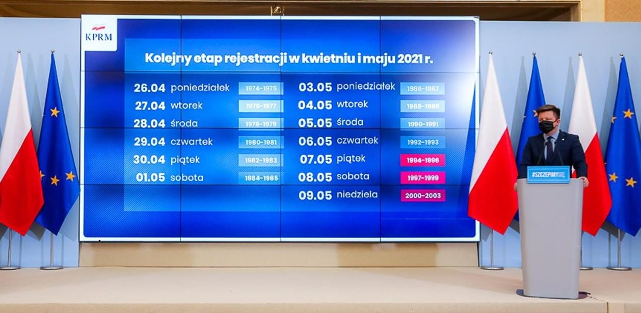 Szczepienia przeciw COVID-19. Jest harmonogram rejestracji dla osób powyżej 18 roku życia