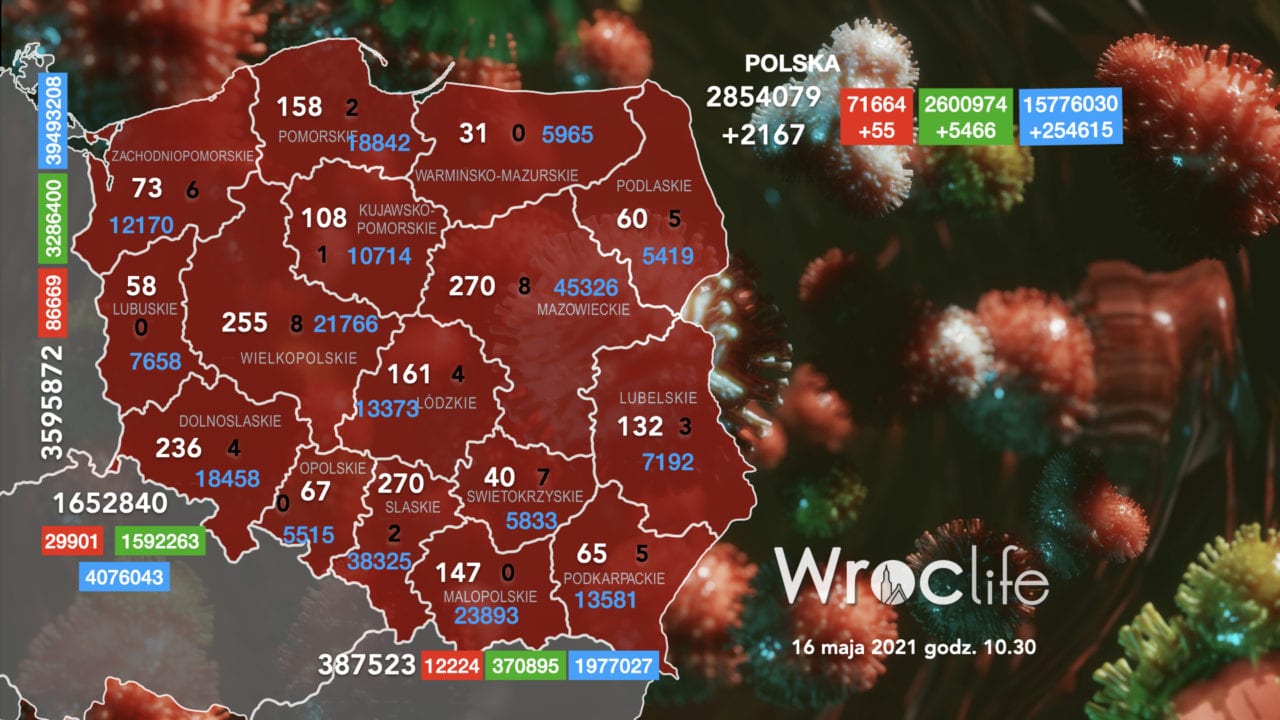 Koronawirus we Wrocławiu, na Dolnym Śląsku, w Polsce [RAPORT 16.05]